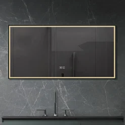 Miroir de salle de bain LED 120x60cm anti buée, luminosité variable avec cadre en aluminium noir LuxuryBain