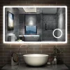 Miroir de salle de bain LED 120x70cm tricolor anti-buée avec bluetooth et loupe 3x,mémoire et lumière gradation, AICA SANITAIRE