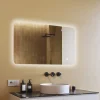 Miroir de salle de bain lumineux - ARTFORMA - Forme arrondie - 120x70cm - LED Dual + Interrupteur tactile