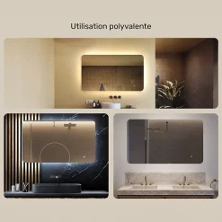 Miroir de salle de bain lumineux - ARTFORMA - Forme arrondie - 120x70cm - LED Dual + Interrupteur tactile