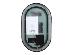 Miroir de salle de bain lumineux ovale anti buée avec contour noir - 60 x 90 cm - ALARICO