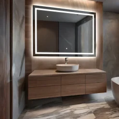Miroir de Salle de Bain LED - Bella, 120x90 cm, LED Lumineux Miroir, Blanc Froid 7000K, Interrupteur Tactile