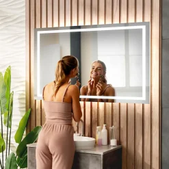 Miroir de Salle de Bain LED - Bella, 120x90 cm, LED Lumineux Miroir, Blanc Froid 7000K, Interrupteur Tactile