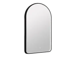 Miroir de salle de bain lumineux en arche anti-buée avec bouton tactile - Contour noir mat - 50 x 90 cm - VIANORIA