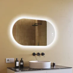 Miroir de salle de bain lumineux - ARTFORMA - Ovale - 120x70cm - LED Dual + interrupteur tactile + anti-buée