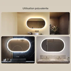 Miroir de salle de bain lumineux - ARTFORMA - Ovale - 120x70cm - LED Dual + interrupteur tactile + anti-buée