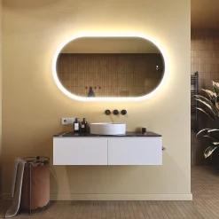 Miroir de salle de bain lumineux - ARTFORMA - Ovale - 120x70cm - LED Dual + interrupteur tactile + anti-buée