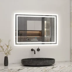 Miroir de salle de bain led tactile, 80x60cm illumination LED intégrée avec fonction anti-buée Blanc froid, AICA SANITAIRE