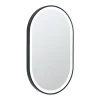 Miroir de salle de bain lumineux ovale anti buée avec contour noir - 50 x 80 cm - ALARICO