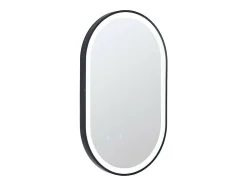 Miroir de salle de bain lumineux ovale anti buée avec contour noir - 50 x 80 cm - ALARICO