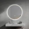 Miroir de salle de bain LED 60cm rond anti buée avec cadre en aluminium doré, or LuxuryBain