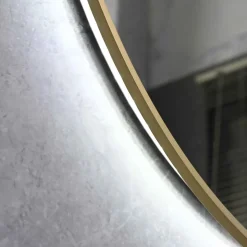 Miroir de salle de bain LED 60cm rond anti buée avec cadre en aluminium doré, or LuxuryBain