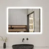 Miroir de salle de bain LED avec bluetooth et horloge, 100x60cm, Tri-color, anti-buée, AICA SANITAIRE
