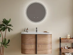 Miroir de salle de bain lumineux soleil avec anti buée et bouton tactile - D60 cm - VERECIO