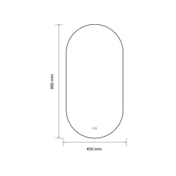 Miroir de salle de bain LED 45x90cm ovale anti buée avec cadre en aluminium doré, or LuxuryBain