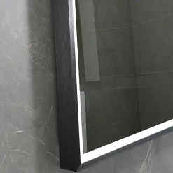 Miroir de salle de bain LED 110x60cm anti buée, luminosité variable avec cadre en aluminium noir LuxuryBain