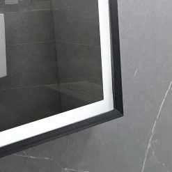 Miroir de salle de bain LED 110x60cm anti buée, luminosité variable avec cadre en aluminium noir LuxuryBain