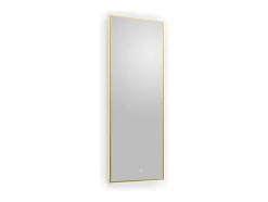 Miroir de salle de bain lumineux rectangulaire anti-buée avec bouton tactile - Contour doré - 50 x 150 cm - ORINELIA