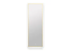 Miroir de salle de bain lumineux rectangulaire anti-buée avec bouton tactile - Contour doré - 50 x 150 cm - ORINELIA