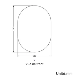 Miroir de salle de bain ovale sans cadre 50x70 cm, AICA SANITAIRE