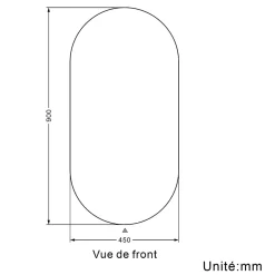 Miroir de salle de bain ovale sans cadre 45x90 cm, AICA SANITAIRE