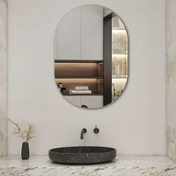 Miroir de salle de bain ovale sans cadre 50x80 cm, AICA SANITAIRE