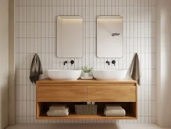 Miroir de salle de bain rectangle contour doré - 50 x 80 cm - DEMETRIA