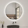 Miroir de salle de bain rond 70x70cm avec Horloge, LED, Tricolore, Anti-Buée, AICA SANITAIRE