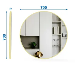 Miroir de salle de bain rond 70cm cadre doré mat, AICA SANITAIRE