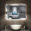 Miroir de salle de bain rétro-éclairé sans cadre 90x70cm, Tricolore + Anti-buée + Mémoire + Dimmable, AICA SANITAIRE