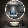 Miroir de salle de bain rond 60x60cm LED tricolore anti-buée + mémoire + dimmable, AICA SANITAIRE