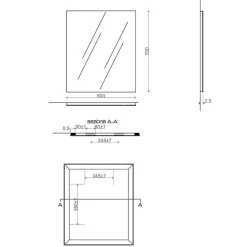 Miroir De Salle De Bain Simple Avec Cadre En Abs Gris 70X60
