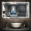 Miroir de salle de bain 140x80cm Tri-color anti-buée LED avec mémoire et lumière gradation, AICA SANITAIRE