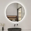 Miroir de salle de bain 120x120cm LED Rond anti-buée et tactile de Salle de Bain monochrome, AICA SANITAIRE