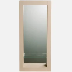 Miroir de salle de bain 90x40 cm en bois couleur chêne avec étagère fixation murale CEDAM