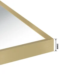 Miroir de salle de bain 70x50cm Cadre carré miroir or mat suspendu, horizontalement et verticalement, AICA SANITAIRE