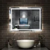 Miroir de salle de bain 100x60cm Tri-color anti-buée LED avec mémoire et lumière gradation, AICA SANITAIRE