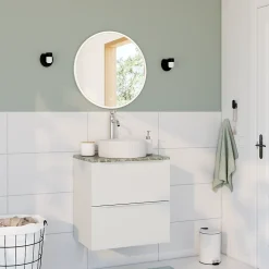 Miroir de salle de bains lumineux LED rond Ø60 cm, argenté, MPGlass Bishop