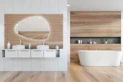 Miroir de salle de bains lumineux LED 80 x 120 cm, argenté, MPGlass Stone