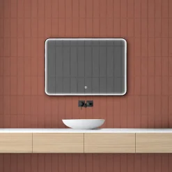 Miroir de salle de bains lumineux LED rectangulaire l. 100 x H. 70 cm MPGlass Denver