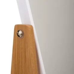 Miroir de salle de bains grossissant pivotant à poser blanc et bambou, 5Five