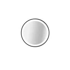 Miroir de salle de bains lumineux LED noir rond Ø 60 cm, MPGlass Naos