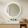 Miroir de salle de bains rond 80x80 cm - Anti-Buée , Mémoire, LED,Miroir lumineux de salle de bains