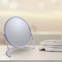 Miroir de salle de bains grossissant métal, lavande, Spirella Akira