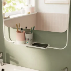 Miroir de salle de bains mural blanc avec tablette l.60,5 x H.60.5 x P.12 cm, GoodHome Maza