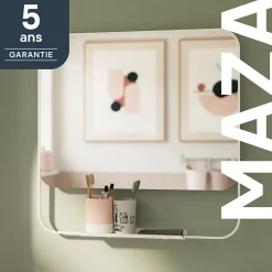 Miroir de salle de bains mural blanc avec tablette l.60,5 x H.60.5 x P.12 cm, GoodHome Maza