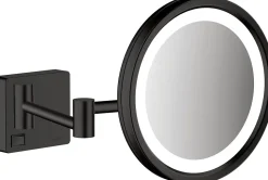 Miroir de salle de bains lumineux LED grossissant, noir mat, Hansgrohe