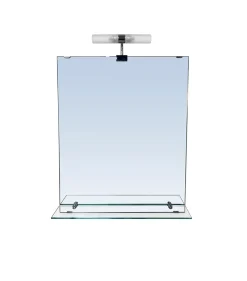 Miroir de salle de bains lumineux LED avec étagère en verre l.50 x H.60 cm, GoodHome Clarach