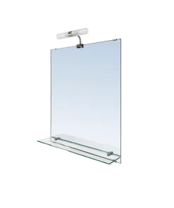 Miroir de salle de bains lumineux LED avec étagère en verre l.50 x H.60 cm, GoodHome Clarach