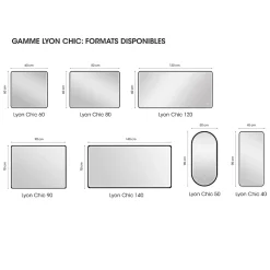 Miroir de salle de bains lumineux LED noir 60 x 80 cm, MPGlass Lyon Chic